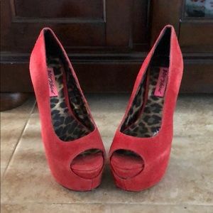 Betsey Johnson open toe high heels.